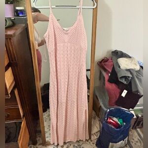 Hollister Cream Crochet-Style Knit Midi Dress